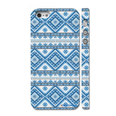 Дизайн "вышиванка" на чехле для iPhone 5, синий Дизайн "вышиванка" на чехле для iPhone 5, синий
