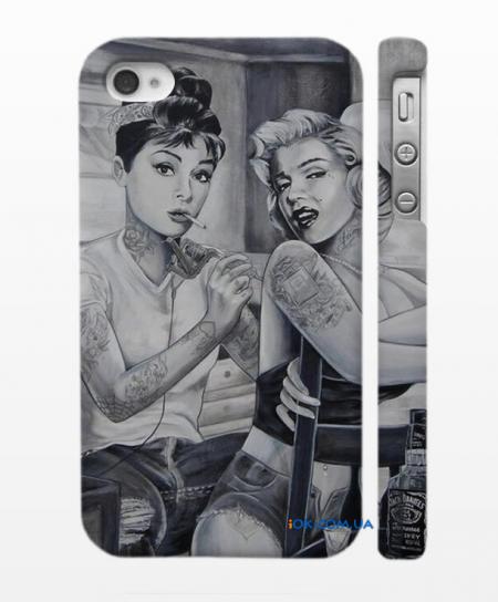 Потрясающий кейс для iPhone 4, 4S Одри и Мерилин