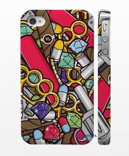 Яркая накладка для iPhone 4, 4S Ганстерский клипарт