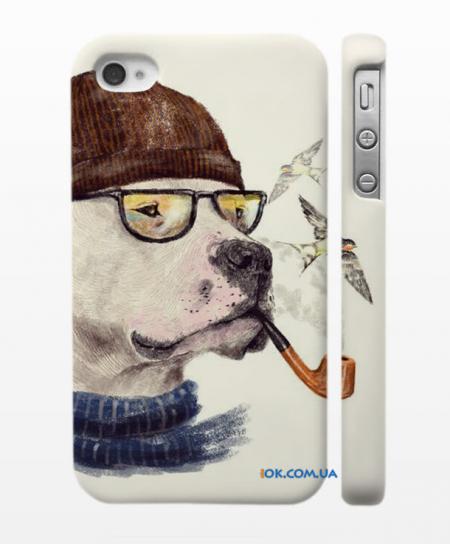 Кейс для iPhone 4, 4S с дизайнерским рисунком, Пес - Шерлок Холмс