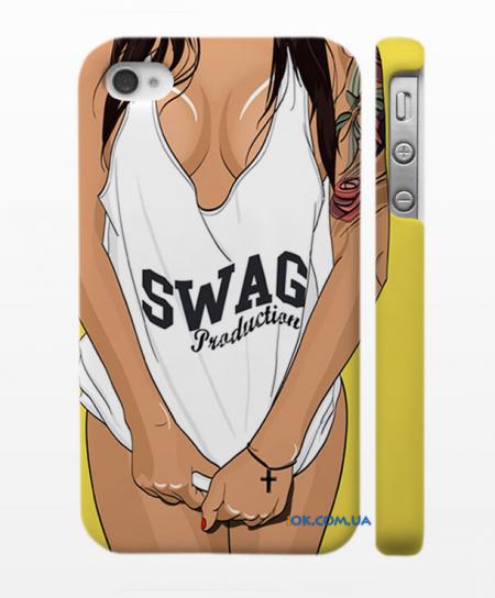 Накладка на Айфон 4, 4S, Сексуальная Swag девушка, желтый 