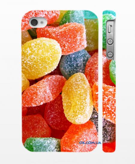 Яркая накладка на iPhone 4/4S, Цветные мармеладки