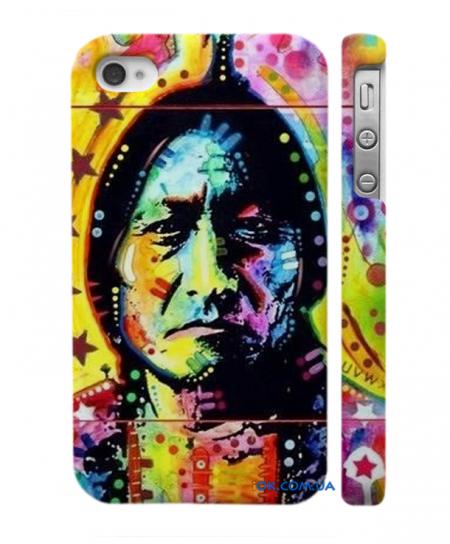 Чехол с рисунком на iPhone 4, 4S Индеец