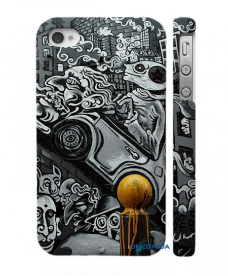 Чехол с рисунком на iPhone 4, 4S Стильный автомобилист