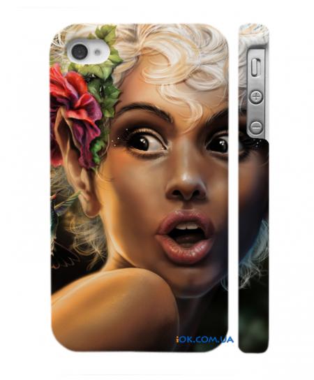 Чехол с рисунком на iPhone 4, 4S Сексуальная блондинка