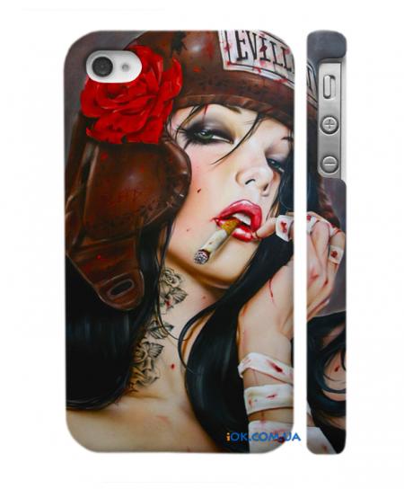 Чехол с рисунком на iPhone 4, 4S Крутая летчица