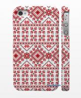 Авторский дизайн, чехол для iPhone 4, 4S Вышиванка, красный