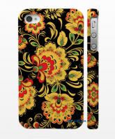 Дизайнерский чехол  "Хохлома" для iPhone 4, 4S черный