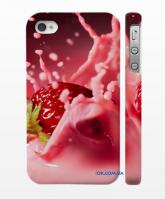 Накладка на iPhone 4/4S, с принтом клубника со сливками